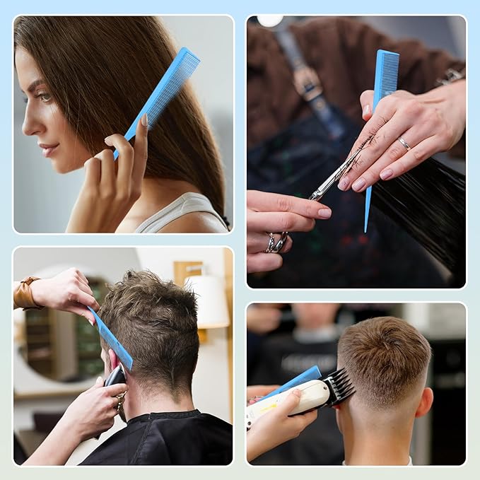 Rat Tail Comb 2Pcs Rat Tail Combs for Women, Fine Tooth Parting Tip Carbon Fiber Root Teasing Anti Static Combs for Styling (2Pcs Blue)