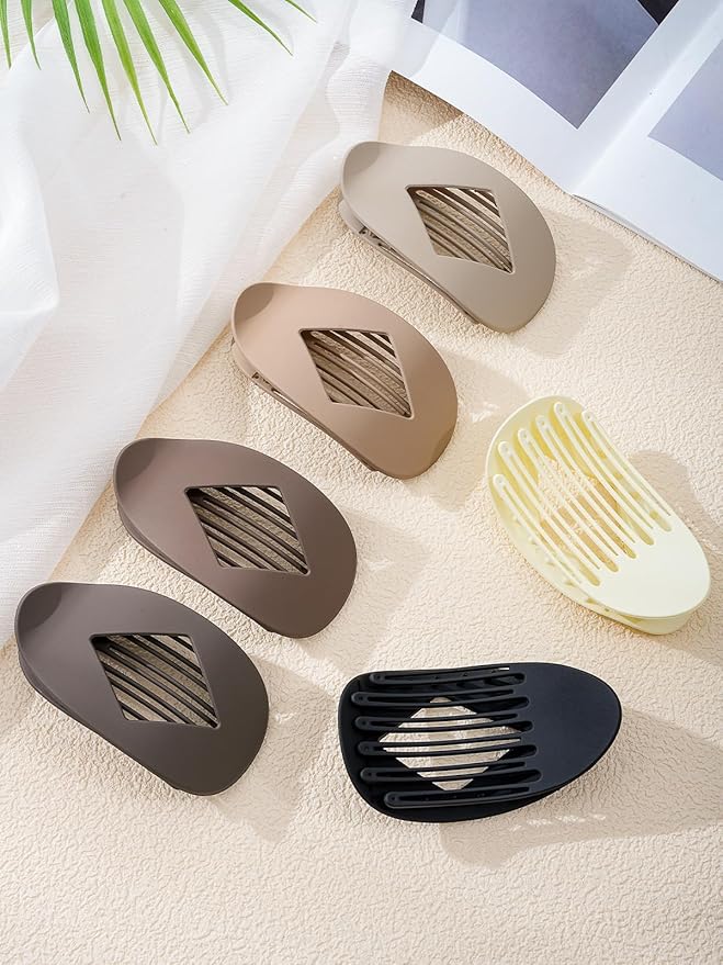 6 PCS Flat Hair Clips for Women - French Medium Flat Claw Clips for Thick Thin Hair, Strong Grip Non Slip Hair Claw Clips for Women Girls