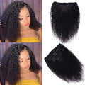 Curly Clip In Extension Human Hair 3C 4A Kinky Curly Clip Ins Full Head for Black Women Brazilian Remy Human Hair Natural Color 8Pcs with18clips 120g/Set (16 inch, curly wave)