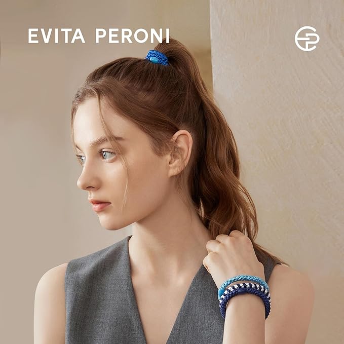 EVITA PERONI 12 Pcs Hair Ties, High Elastic Ponytail Holders, Hair Ties No Damage for Thick Curly Hair Women Men (Coastal Breeze)