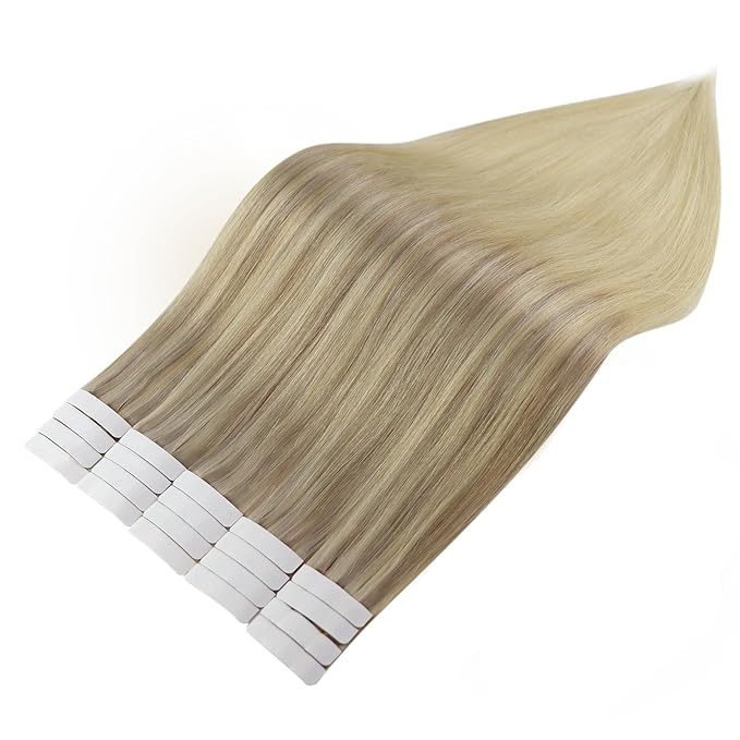 Full Shine Tape in Hair Extensions Human Hair Color 18/22/60 Blonde Tape in Extensions 12 Inch Invisible Seamless Extension Silky Straight Real Remy Skin Weft 20 Pcs 30 Grams