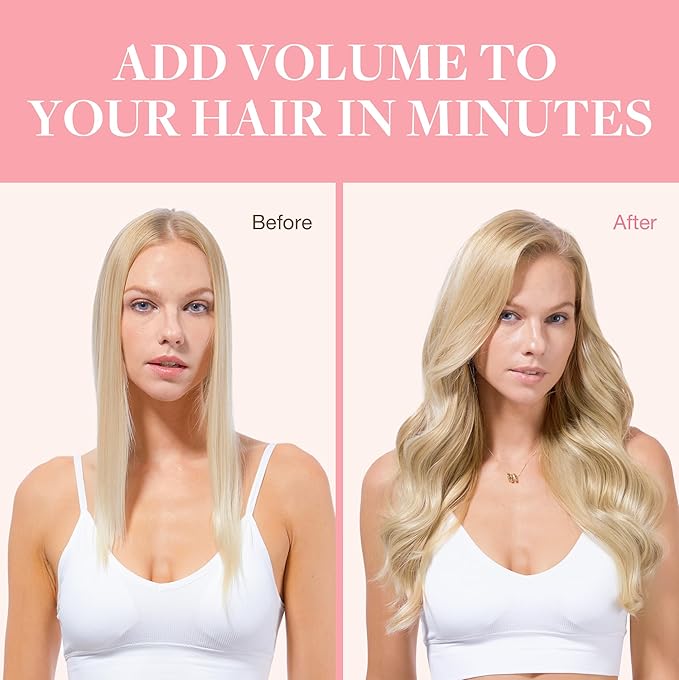 GOO GOO Clip in Hair Extensions Real Human Hair, Remy Human Hair Extensions Clip ins for Women, Natural Human Hair, 14inch 120g 7Pcs, 17A/60A Ash Blonde Highlighted Platinum Blonde