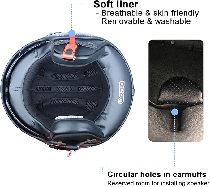 Open Face Motorcycle Helmet for Adults, DOT Approved,3/4 Retro Vespa Helmet, Dual Visors Men's and Women's Motorbike Casco for Moped Cruiser Bobber and Chopper