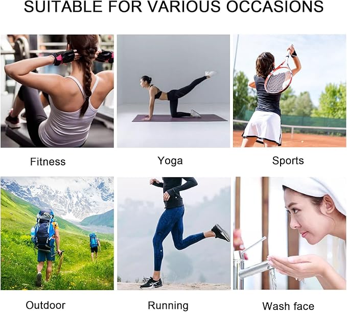 Yoga Headbands for Women, Non Slip Elastic Sweat Hairbands, Solid Color Head Accessories Headscarves Hair Hoop, Sweat-Absorbing Hairbands for Sports, Fitness, Running