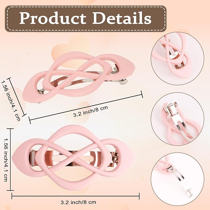 Pink Hair Barrettes for Women 4packs Hair Clips French Hair Barrette Clip Pink Accessories for Women Girls