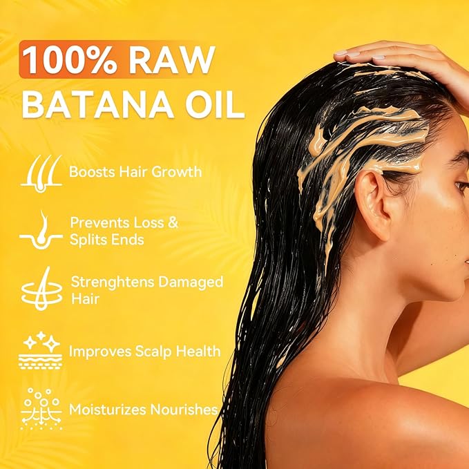 Batana Oil - Raw Batana Hair Mask Restores Damaged Thin Hair & Scalp, Organic Batana Oil Paste Conditioner for Hair Growth Suitable for Women & Men Prevents Loss Dry Fits All Hair Type (4oz)