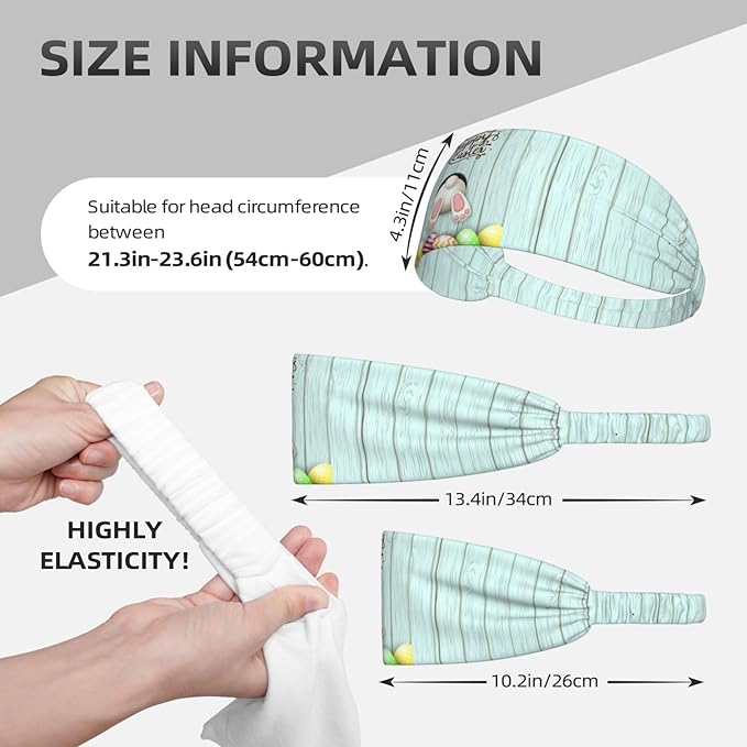 Easter Bunny & Eggs Style Sports Headband for Men Women Moisture Wicking Sweatband for Basketball, Running, Gym