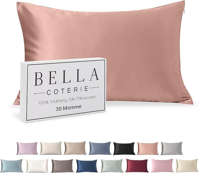 Bella Coterie Luxury Silk Pillowcase for Hair and Skin | 30 Momme | 100% Pure 6A Mulberry Silk | Super Soft | Perfectly Plush [King, Dusty Rose]