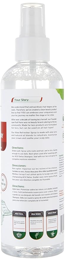 Made For Locs Vegan Aloe Refresher Spray | Hydrating Moisturizer for Locs & Dreadlocks, Natural Hair Care | Nourishing Locs Spray with Aloe Vera, 8 oz