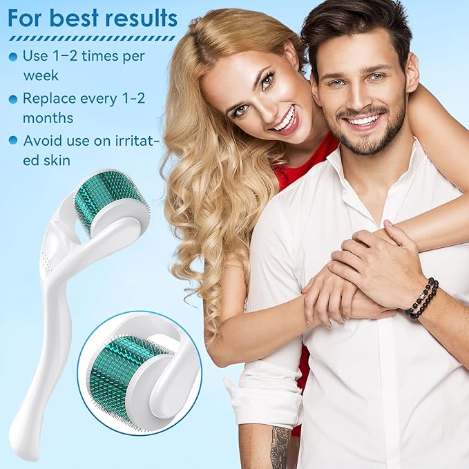 Derma Roller for Face, Beard & Scalp – 0.3 mm 540 Titanium Microneedle Roller for Men & Women – At-Home Skin & Beard Care Tool with Storage Case(0.3 mm)