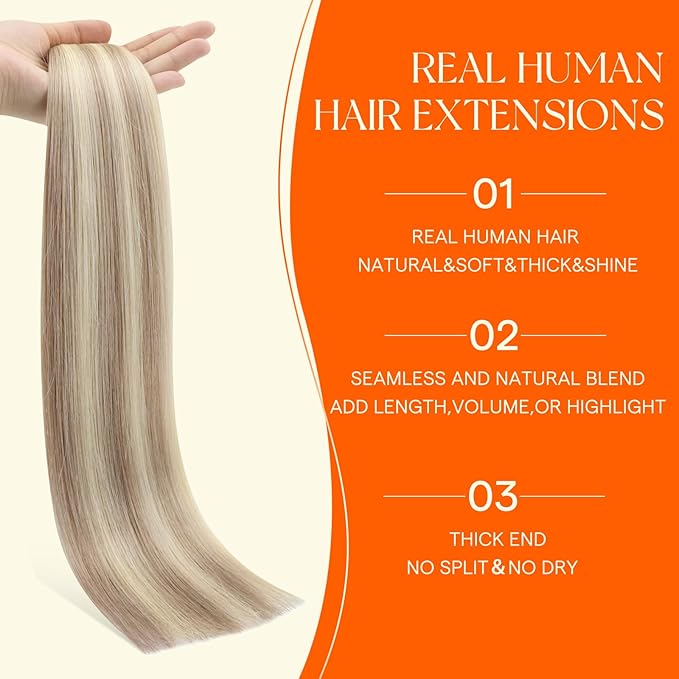 Full Shine Injection Tape in Hair Extensions Human Hair Highlighted Blonde 14Inch Color 18 Ash Blonde and 613 Blonde Machine Virgin Tape in Extensions Seamless Skin Weft Injection Tape 20Grams 10Pcs