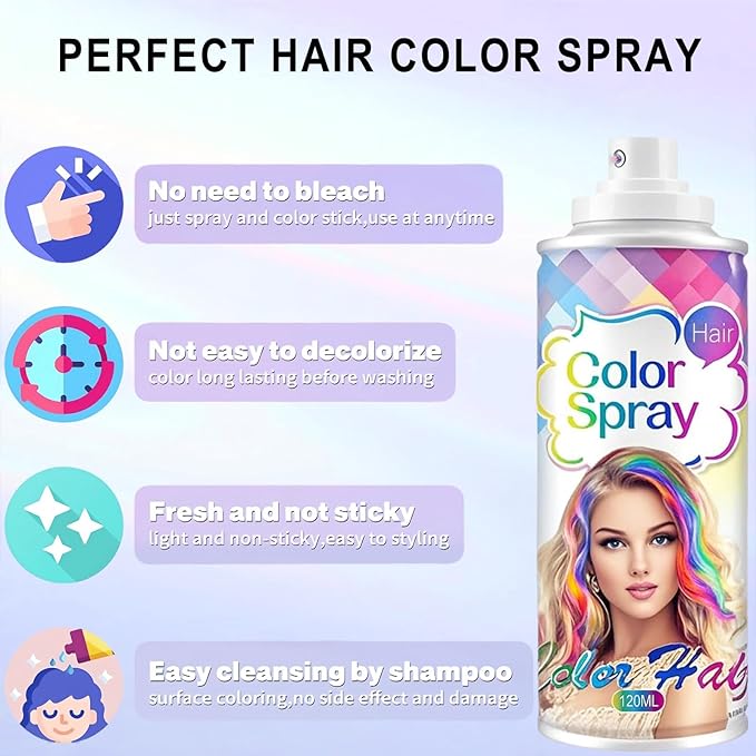 Temporary Hair Color Spray, Temporary Hair Dye Washable & Non-Sticky for Kids Women Men, Gentle Formula Hair Color Dye Pomades Natural Hair Dye for Halloween, Cosplay, Party Makeup(Blue)