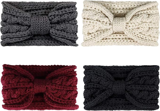 DRESHOW Knit Crochet Headband for Women Ear Warmer Soft Turban Stretch Warmer Headbands Winter Fashion Head Wrap