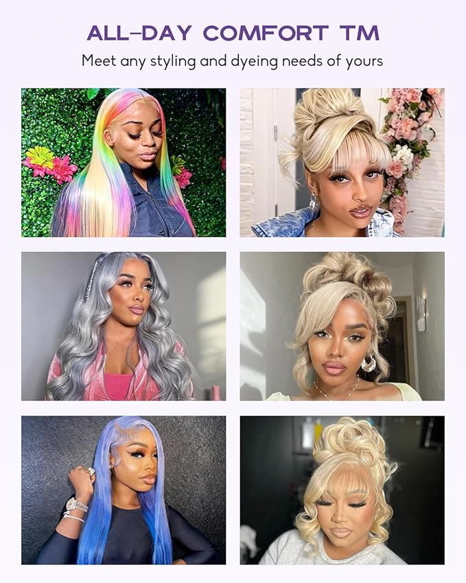 Real Full Lace Human Hair Wigs 613 Lace Front Wig Human Hair 180 Density Body Wave HD Full Lace Blonde Wig Plucked Bleached Knots Breathable Full Scalp Wig for Women 26Inch