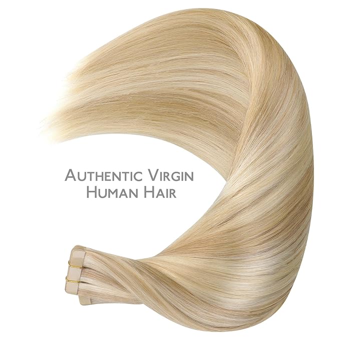 WENNALIFE Tape in Hair Extensions Human Hair, 40pcs 60g 10 inch Dirty Blonde Highlighted Bleach Blonde Hair Extensions Real Human Hair Straight Tape in Extensions Invisible Human Hair Extensions