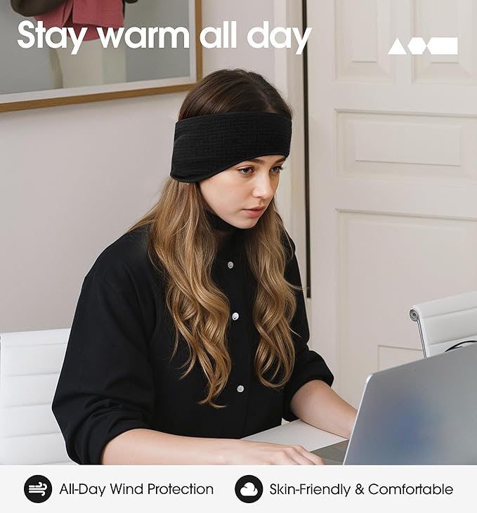 SUNMECI Lightweight Soft Fleece Headband - Breathable Ear Muffs for Men Women in Winter Running Cycling Ski Comfortable Warm for Clod Weather Sports