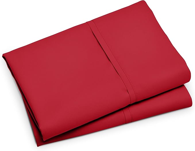 Bare Home Microfiber Pillow Cases - King Size Set of 2 - Cooling Pillowcases - Double Brushed - Red Pillowcases 2 Pack - Easy Care (King Pillowcase Set of 2, Red)