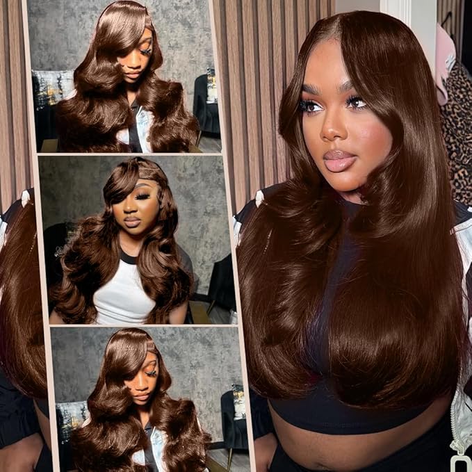 250 Density SKINLIKE HD Lace Wig Human Hair 13x6 15A Chocolate Brown Human Hair Wigs Invisible 0.1mm Ultra-thin Frayed Ends Full Cuticle Aligned Virgin Hair Lace Frontal Wig 22 Inch