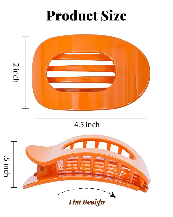 6 PCS Flat Hair Clips for Women - French Medium Flat Claw Clips for Thick Thin Hair, Strong Grip Non Slip Hair Claw Clips for Women Girls