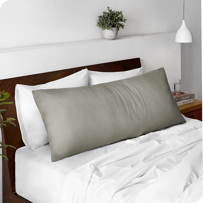 Bare Home Microfiber Body Pillow Cover - Ultra Soft - Cooling Pillowcase - Double Brushed - Pillowcase with Zipper Closure - Easy Care (20''x54'' Body Pillow Cover, White)