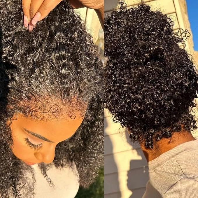 250% Density Deep Wave Human Hair Wig 13x6 Mongolian Lace Front Deep Curly Lace Front Wigs Human Hair Pre Plucked Deep Wave Frontal wig For Black Women Full And Thick (30 Inch, 13x6 Wig)