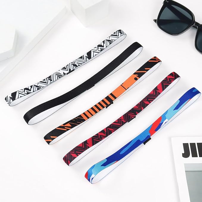 Headbands for Women, 5 PCS Unisex Sports Hair Band, Thin Hair Band Boys & Children, Elastic Headband Men's Sports Non-Slip Headbands, Thin Hair Bands for Football, Yoga, Running