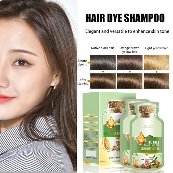 Natural Plant Hair Dye, New Botanical Bubble Hair Dye 20ml 10Packs/Box, Chestnut Brown, Pure Plant Extract for Grey Hair Color Bubble Dye, Color Conditioner Shampoo