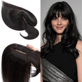 SEGO 100% Real Human Hair Toppers, with Air Bangs, Silk Base 150% Density, Clip in Topper, 2.7肺5.1・ HairPieces for Women, with Thinning/Hair Loss Cover Gray