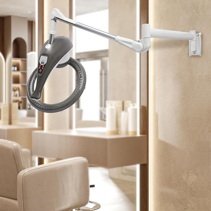 950W Wall Mount Hair Treatment Machine,Orbiting Rotating Hair Processor for Salon Home Use,Time Adjustable,Professional Hair Care for Spa Family (Grey)