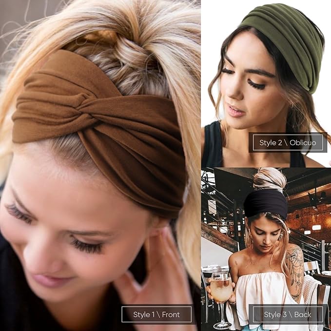 Extra Wide Headbands for Women Large Turban Headband Non Slip Boho Elastic Hairband Hair Twisted Knot Head Bands Accessories