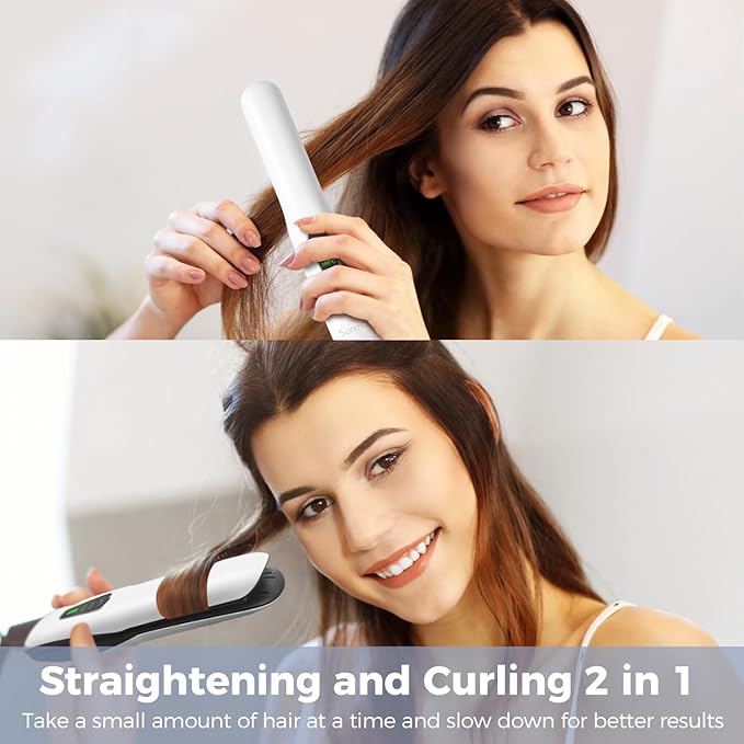 SUNMAY Cordless Hair Straightener, Portable Mini Flat Iron Hair Straightener for Travel, 20s Fast Heating, 5000mAh USB-C Rechargeable, Dual Voltage Hair Straighteners and Curlers 2 in 1 for Women