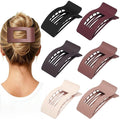 French Flat Hair Clips for Women 6pcs Hair Claw Clips for Thick or Thin Hair Matte Claw Clips for Girls Barrettes Non-Slip Strong Hold Hair Accessories for Women (Brown Scarlet)