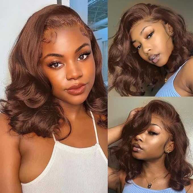 Chocolate Brown Lace Front Wig 200 Density 13x6 HD Body Wave Lace Front Wigs Human Hair Pre Plucked Colored Frontal Glueless Brown Human Hair Wig for Women
