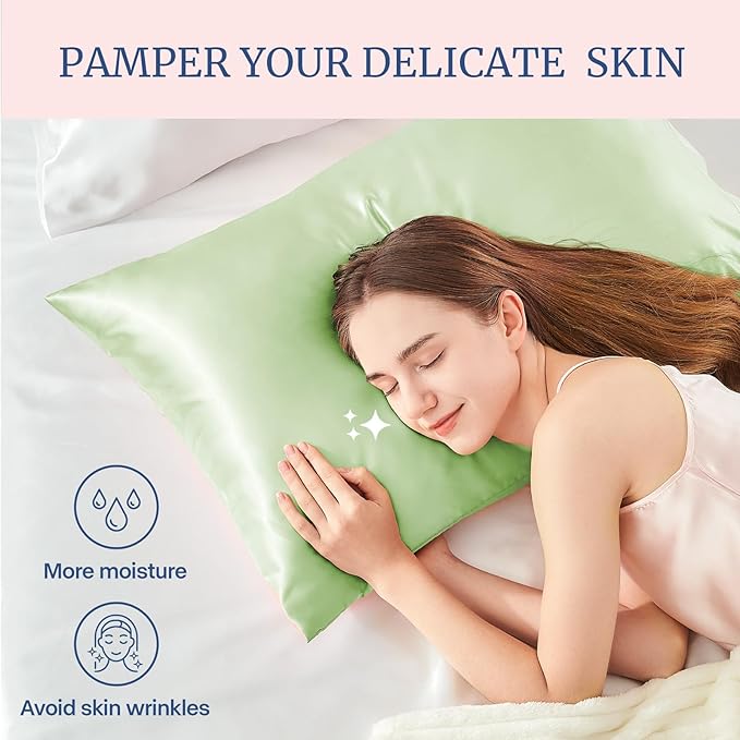 BEDELITE Satin Pillowcase for Hair and Skin, Super Soft and Cooling Similar to Silk Pillow Cases 2 Pack with Envelope Closure, Gift for Women Men(20"x30" Queen Size, Gleam)