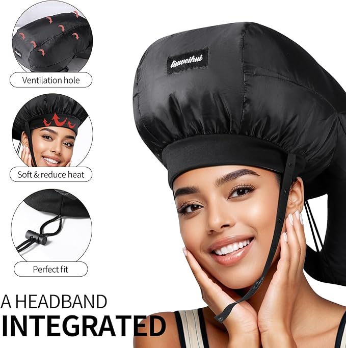 Bonnet Hair Dryer, Ideal Hair Diffuser for Curly Hair， Your Ultimate Solution - Spacious Capacity Blow Dryer Cap for Rapid Styling of Curls