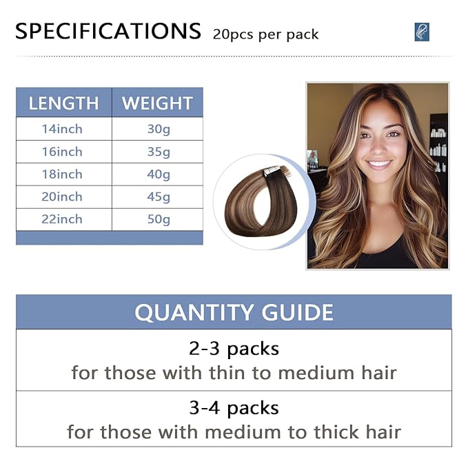 COOKAYU Invisible Tape in Hair Extensions, Balayage Dark Brown to Dirty Blonde 14Inch 20pcs 30g/pack Straight Real Human Hair Invisible Injected Tape in Extensions