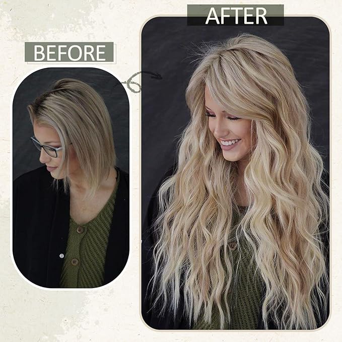 Ve Sunny Real Hair Clip in Extensions Blonde Highlight Warm Color Hair Extensions for Women Remy Clip in Human Hair Extensions Straight 7pcs 14 inch 100g