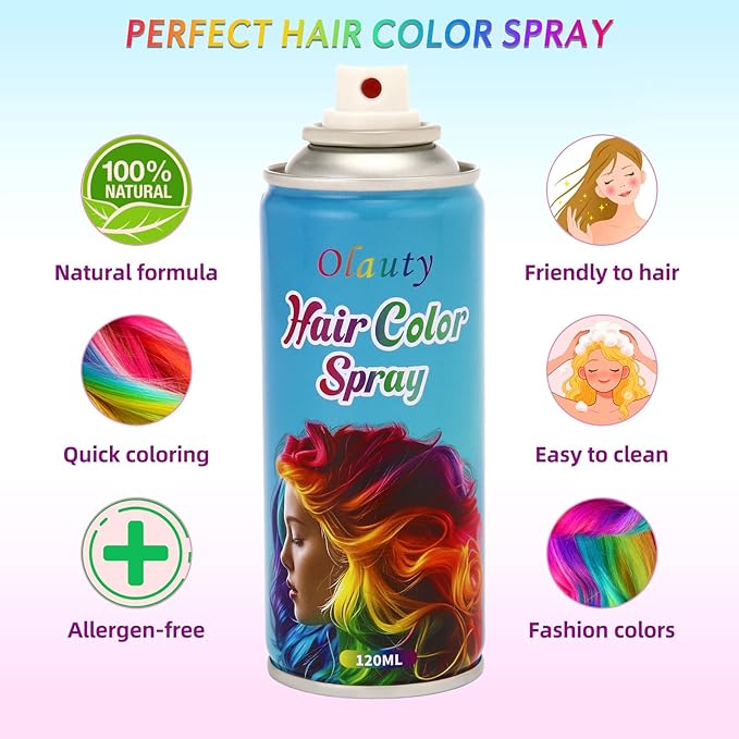 Purple Hair Spray, Temporary Hair Color Spray For Kids Women Men,Temporary Hair Dye Washable Hair Color Wax,Non-Sticky Color Hair Spray for Halloween Crazy Hair Day,Cosplay Party DIY,Christmas(Purple)