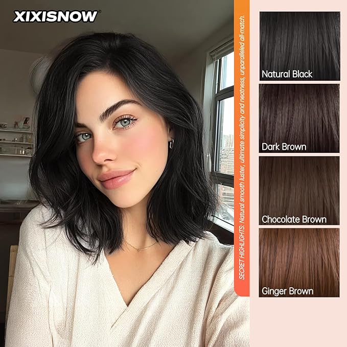 2 Pcs Clip In Hair Volumizer 8 Inch Heat Resistant Hair Pieces Thick Synthetic Hairpieces Adding Extra Volume Short Hairs Extensions Clip Ins for Women With Thin & Fine Natural Black