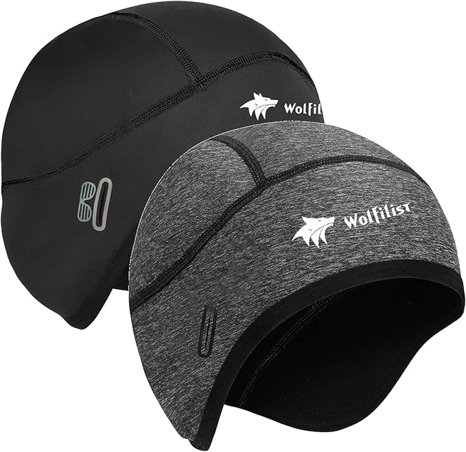 Skull Cap Helmet Liner for Men Women Hard Hat Liner Winter Cycling Cap Under Helmet Thermal Fleece Beanie