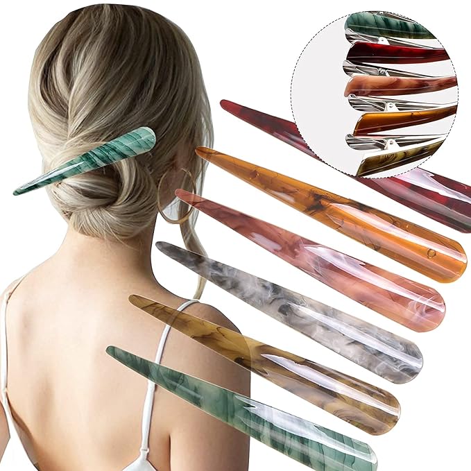 Large Metal Duckbill Hair Clips for Women - 6 Pieces, 5.5 Inch Long Non-Slip French Twist Clips, Chic Alligator Styling Clips for Thick Long Hair