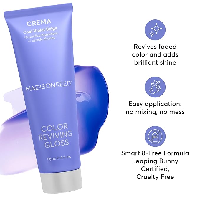 Madison Reed Color Reviving Gloss, Crema - Blonde, Semi-Permanent Hair Dye, Enhances Hair Color & Corrects Tone, Adds Brilliant Shine, Keratin & Argan Oil, 4 Fl Oz (118 mL)