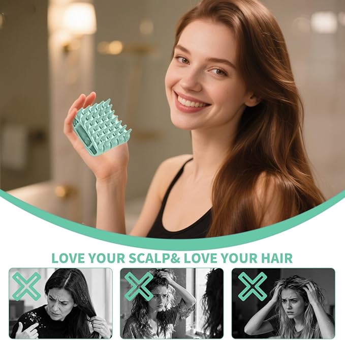 Gentle Scalp Massager,Silicone Scalp Scrubber for Any Hair Type,Soft Scalp Brush for Wet & Dry Use,Head Massage Stress Relax Easy to Hold Hair,Scalp Massager Tool (Mint Green)