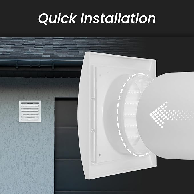Repa Market 6 Inch White Dryer Vent Hood/Duct Cover for Walls or Ceiling/ABS Plastic Louvered Air Grille with Built-in Mesh Screen/Exhaust and Dryer Vent Covers for Indoor & Outdoor Use