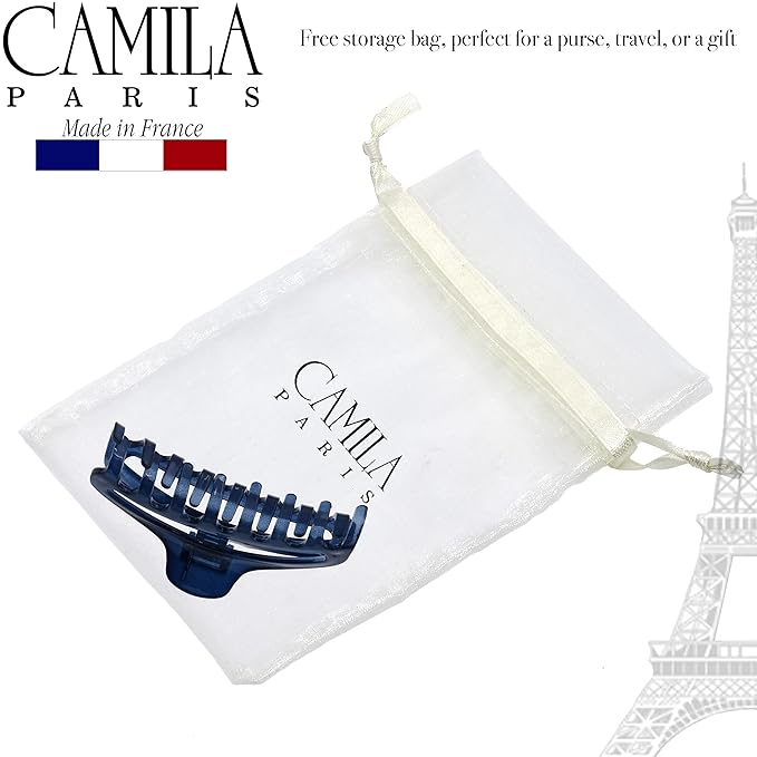 Camila Paris CP3220 French Hair Clip for Women, Medium Narrow, Open, Girls Hair Claw Clips Jaw Fashion Durable and Styling Hair Accessories for Women, Strong Hold No Slip Grip, Made in France