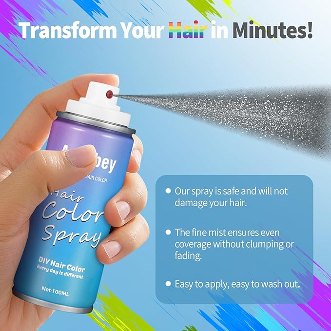 Halloween Hair Spray,Temporary Hair Color Spray for Women Kids Men,Washable Hairspray,Colored Hair Spray,Color Hairspray for Halloween,Party,Cosplay,Christmas Day (06#Black)