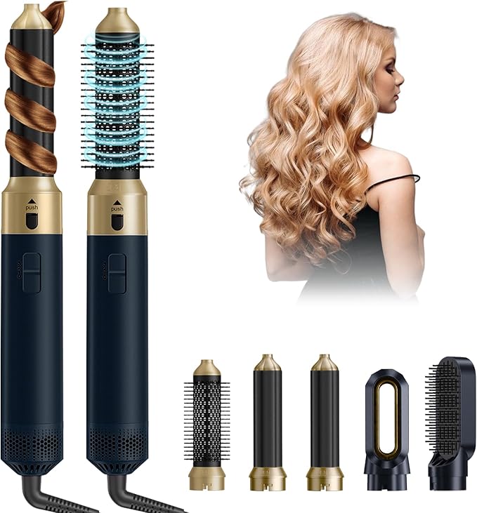 Hair Dryer Brush 5 in 1, Professional Blow Dryer Brush High-Speed Negative Ionic Hair Dryer Fast Drying, Multi Hair Styler Air Auto Wrap Styler for Curling Volumizing Straightening Waves Styling