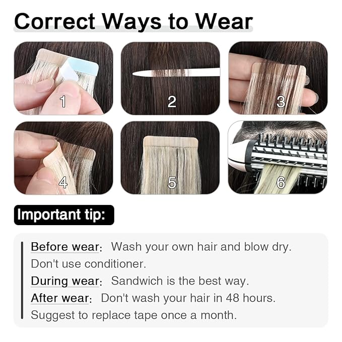 SUYYA Tape in Hair Extensions Human Hair Ash Blonde Highlighted Bleach Blonde 14 Inch 40g/pack 20pcs Straight Seamless Skin Weft Tape in Real Human Hair Extensions(14inch #P18/613)
