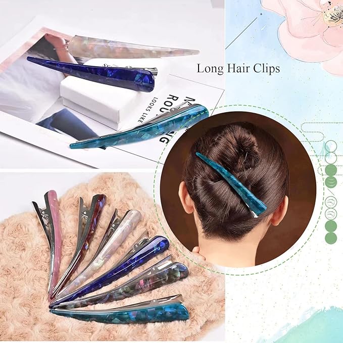 Large Metal Duckbill Hair Clips for Women, 6 Pieces & 5.5 Inch Long Non-Slip French Twist Clips, Chic Alligator Clips for Styling Thick Long Hair