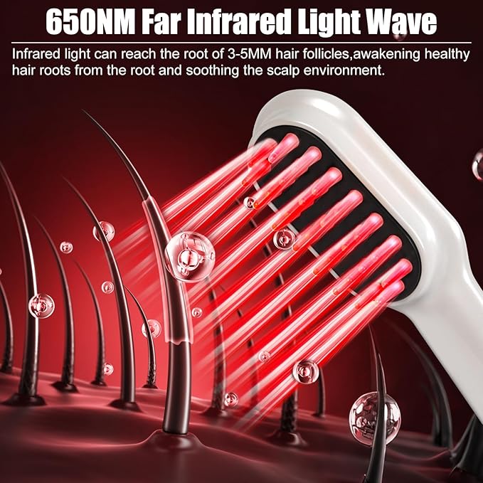 Laser Hair Growth Comb, Red Light Therapy for Hair Growth, Scalp Massager for Thicker